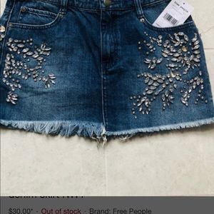 Free people embellished denim skirt